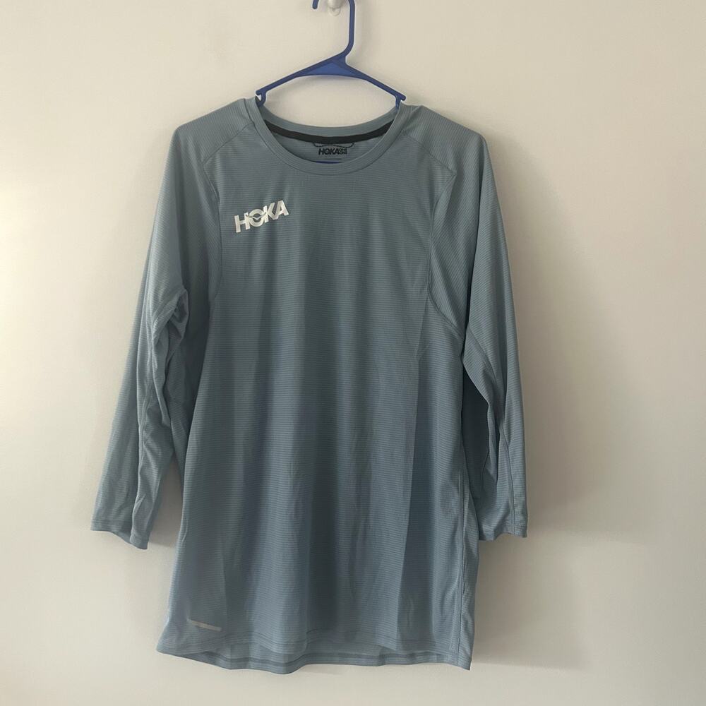 Hoka One 3/4 Sleeve Athletic Running Blue Top Size M